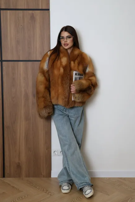Auction-grade RED FOX fur coat