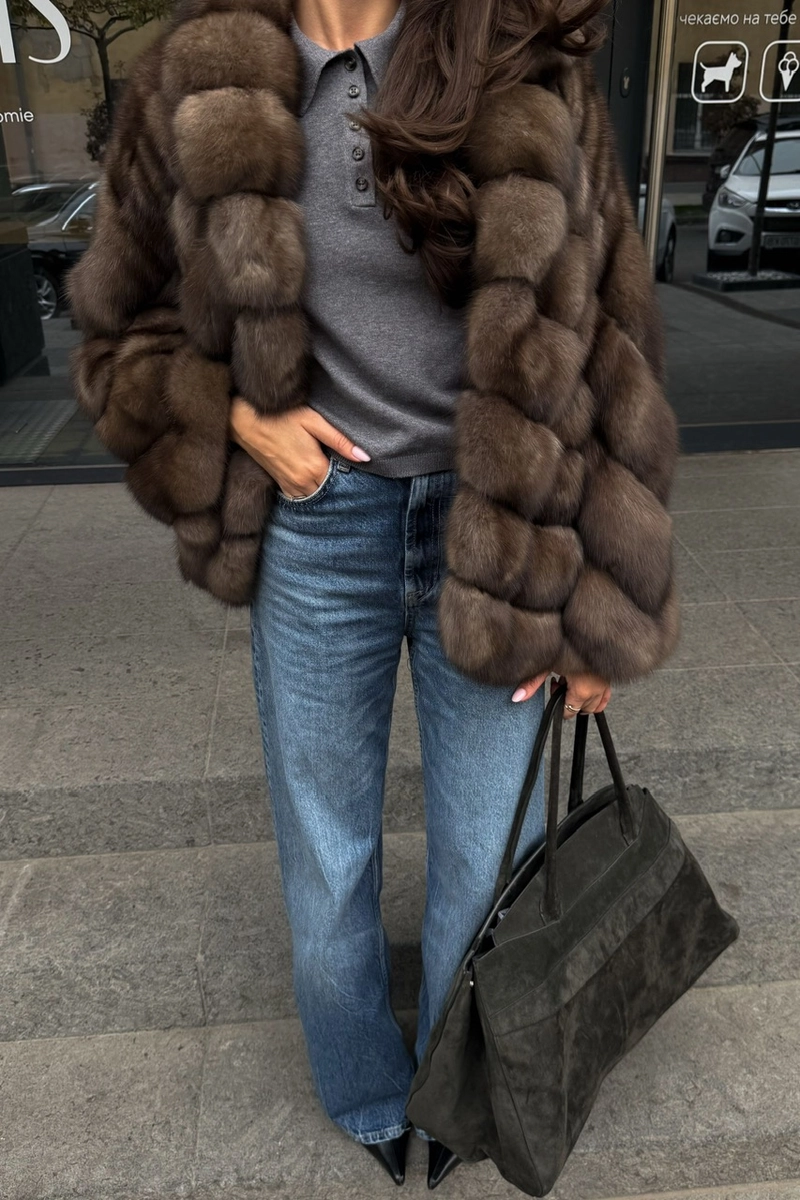 Italian auction sable fur coat in Platinum color
