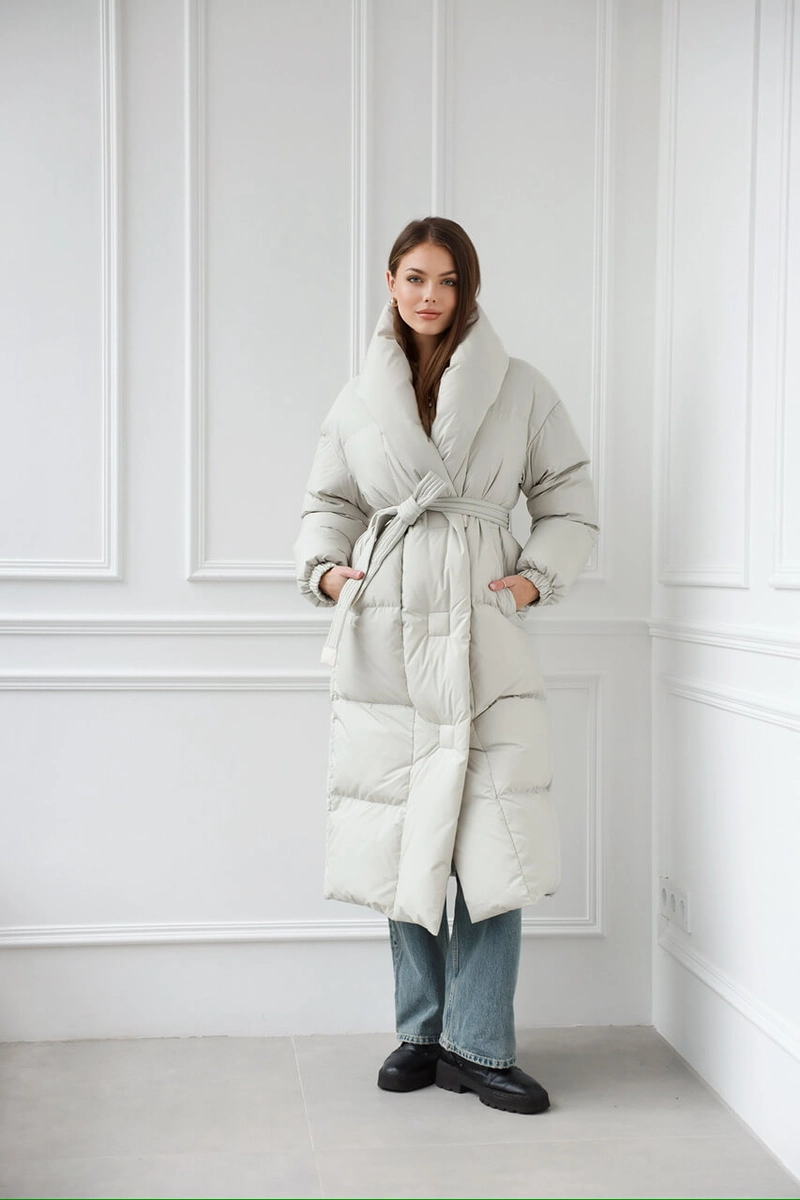  Laconic down jacket in light gray color