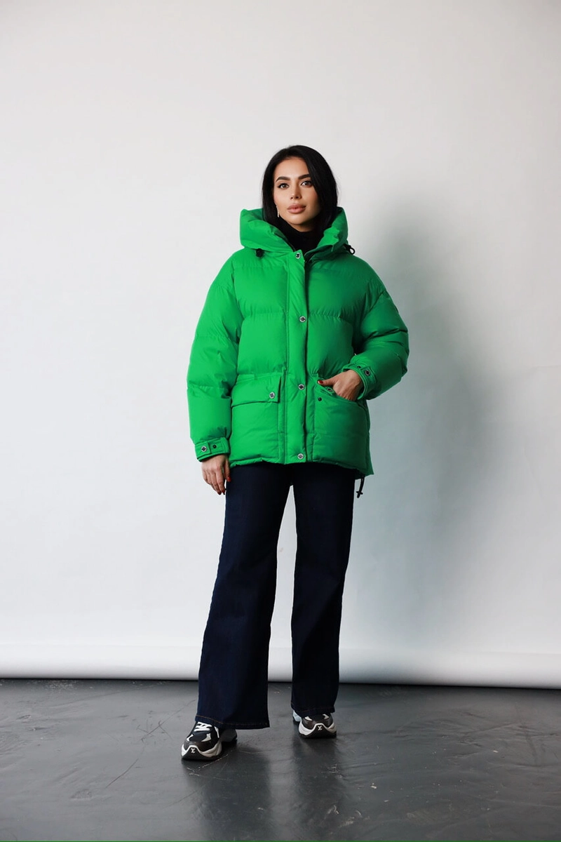 Down jacket in lush green color