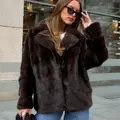 Mink fur coat with diagonally arranged fur panels