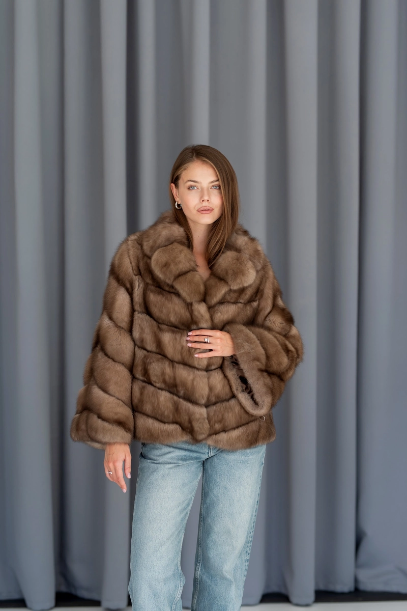 Sable fur coat with puffy sleeves