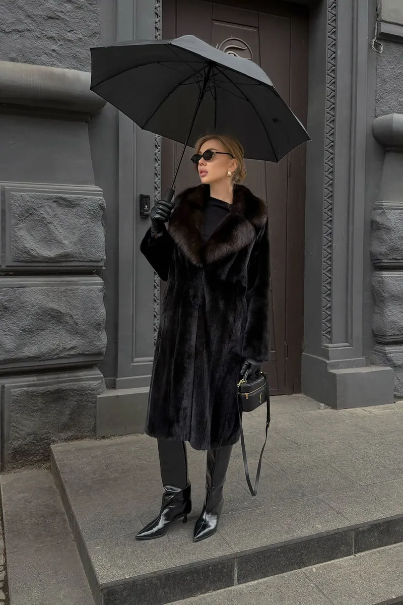 Mink coat with sable fur