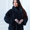 Классическая норковая шуба в цвете blue jeans