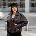 Косуха з фактурної шкіри у обробці під vintage 