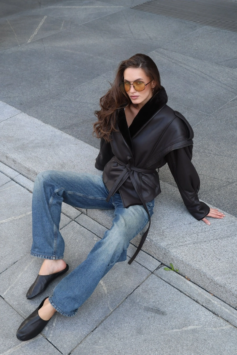 Merino Shearling Coat with Belt