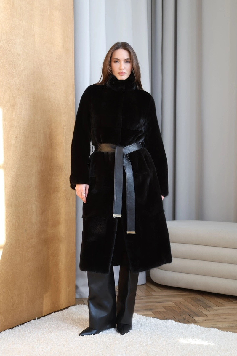 A BlackGlama mink robe coat