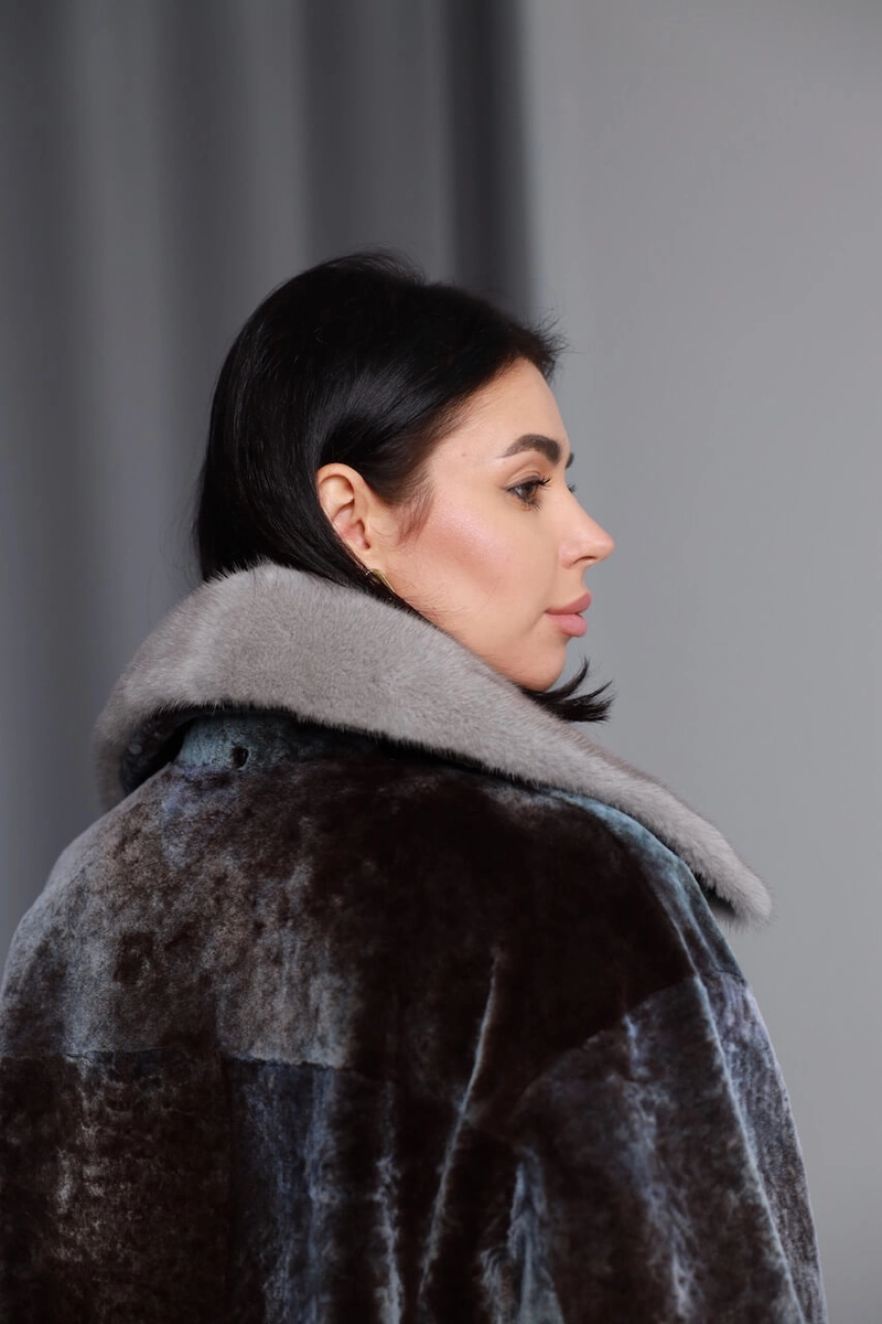 Sheepskin coat in Northern Lights color