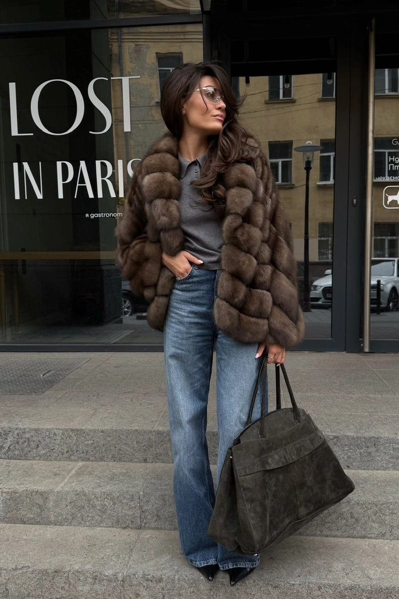 Italian auction sable fur coat in Platinum color