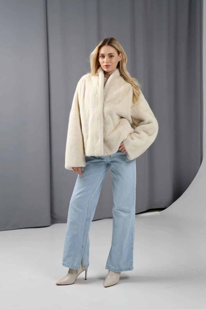 A pearl-toned mink coat