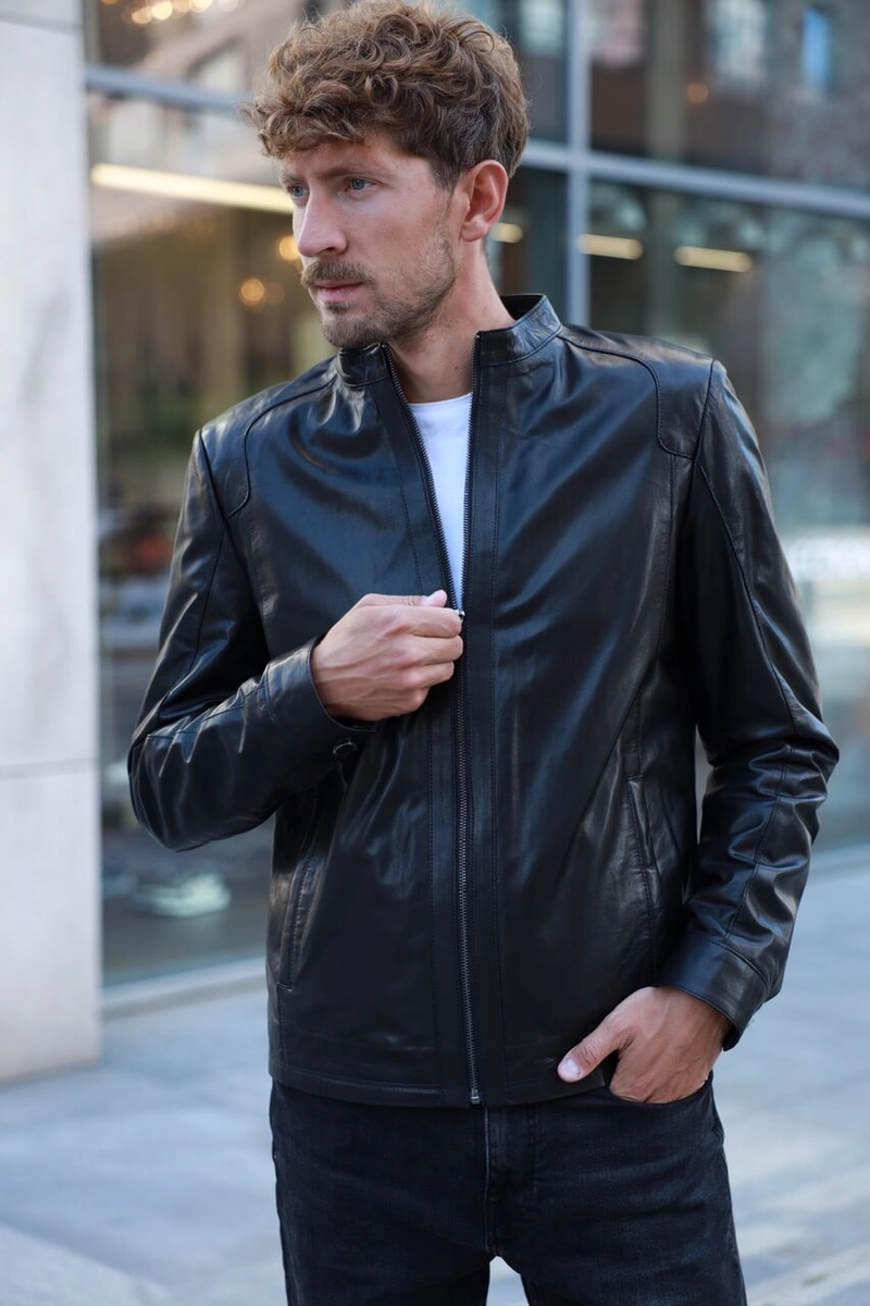 Classic smooth leather jacket