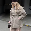 Cashmere coat in light grey colour 