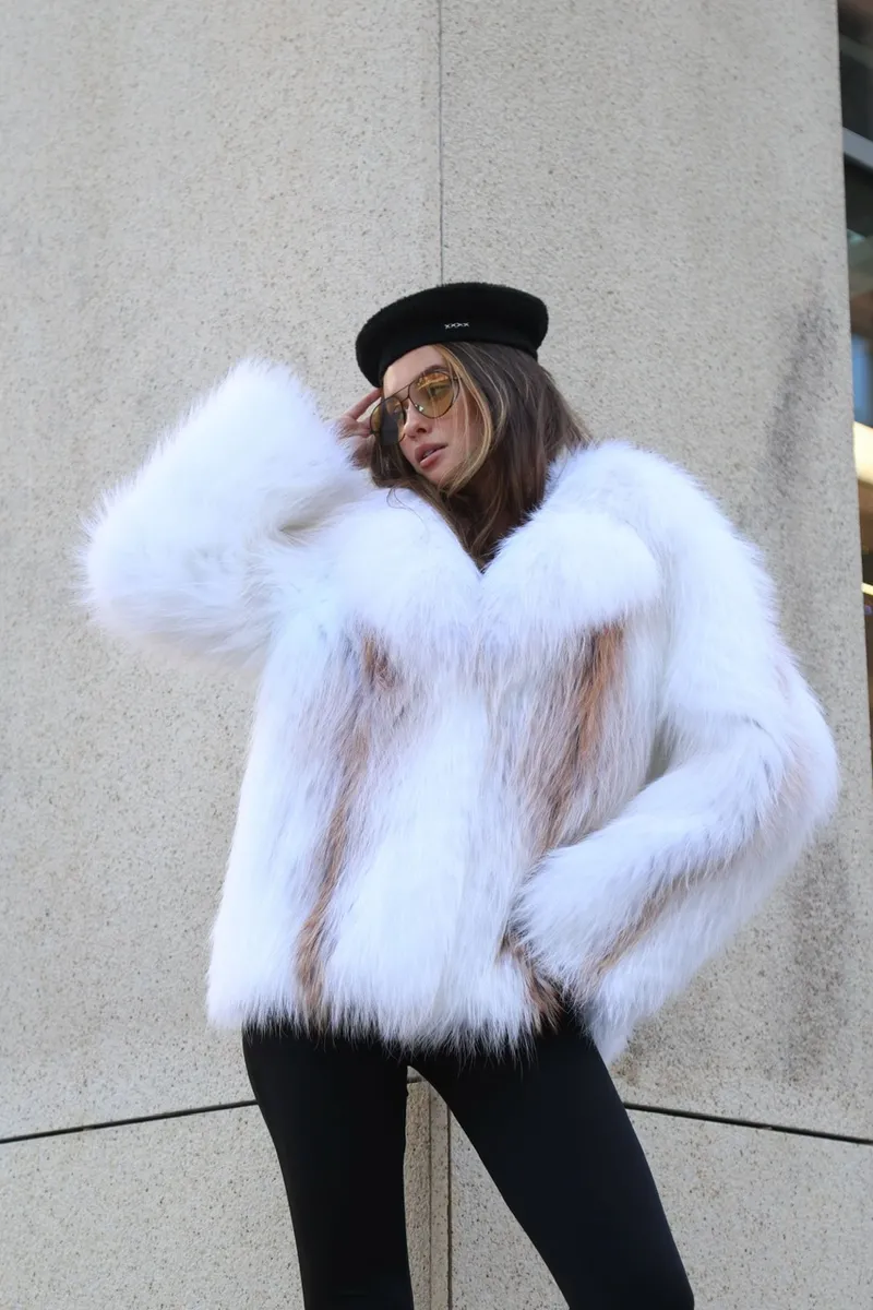 Fur coat made of Arctic fox in white color