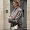 Шуба из меха норки в оттенке Silver Blue