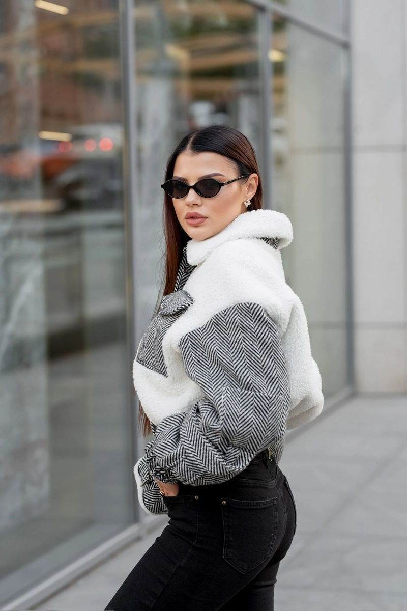 Cropped bomber jacket with patch pockets