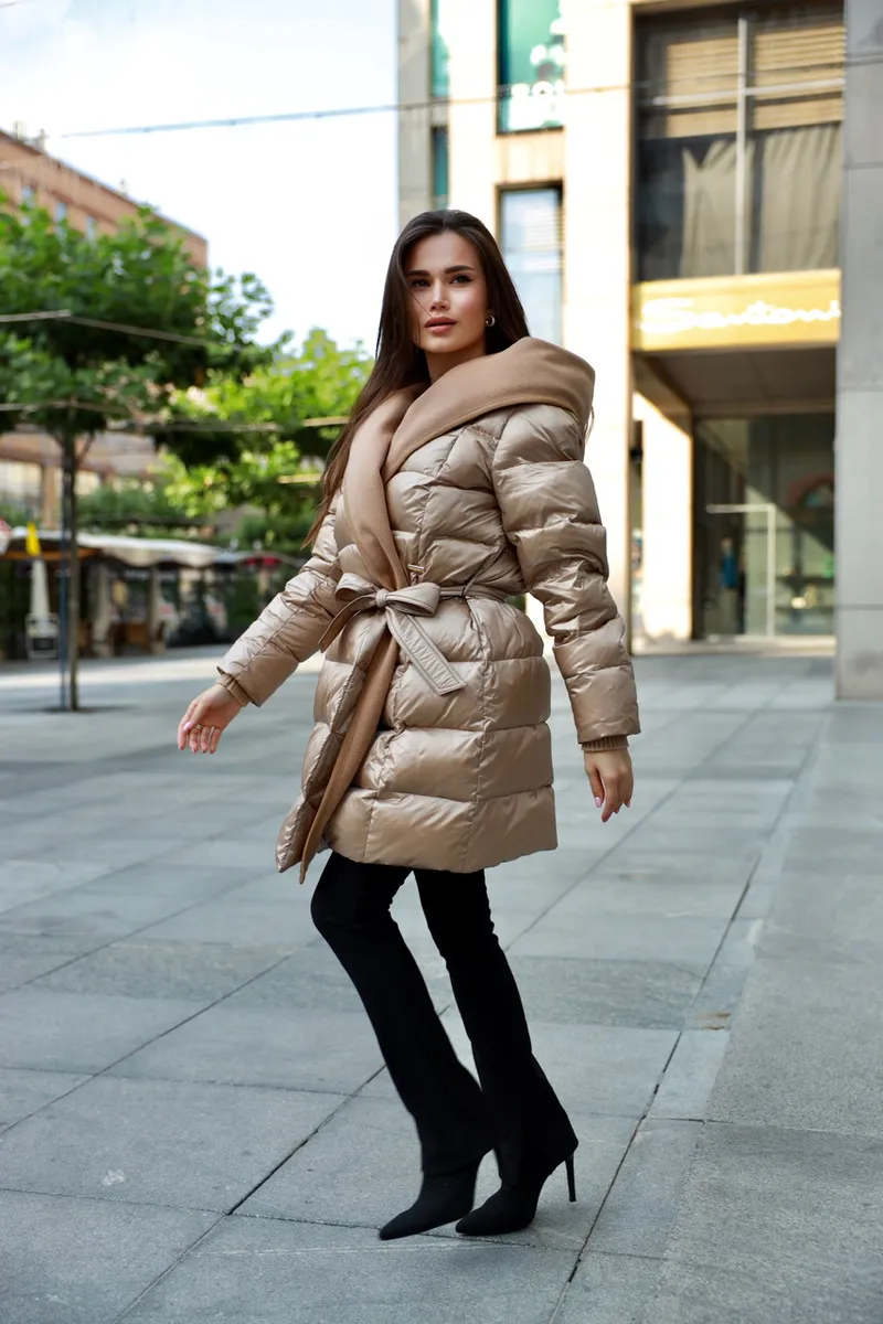 Down jacket with cashmere