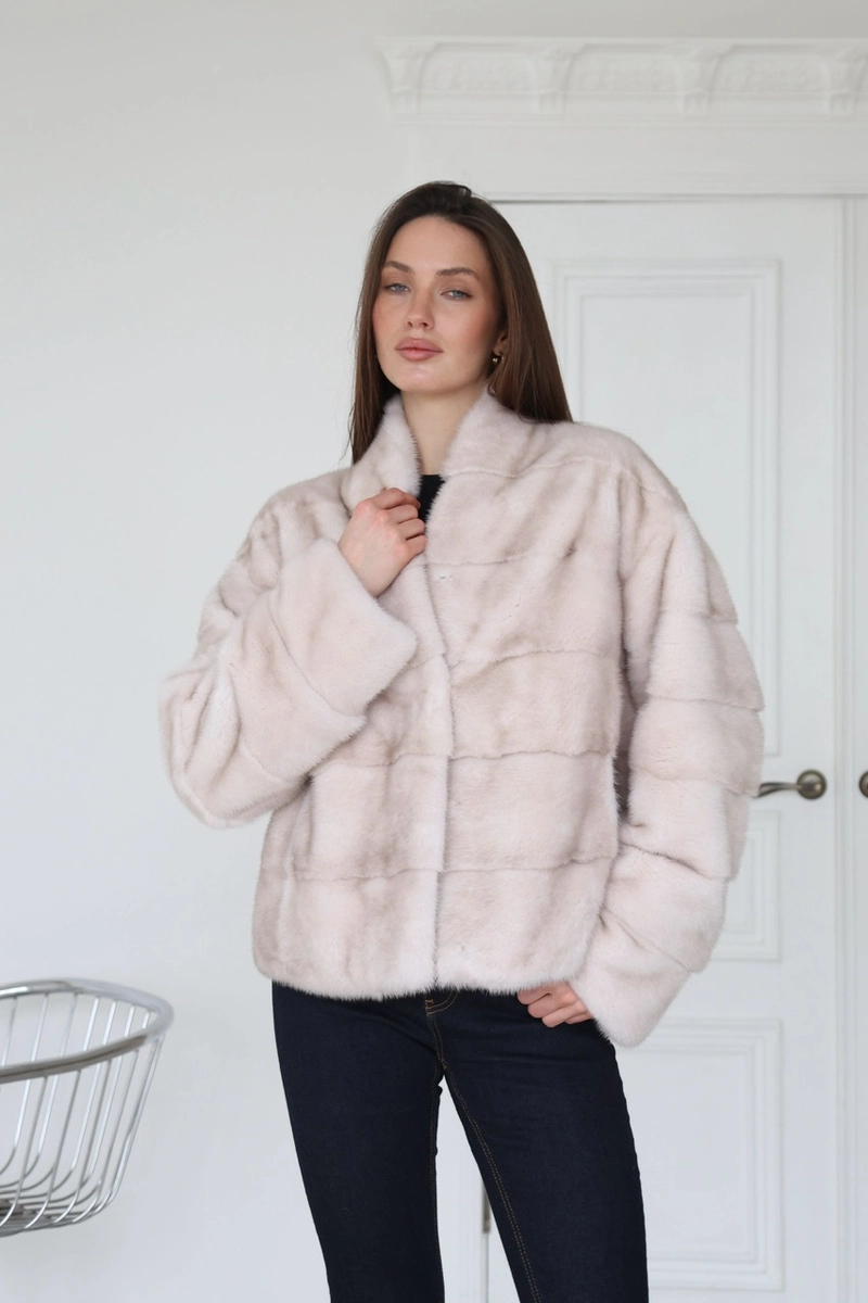 Scandinavian mink fur coat in the “Warm Ice” shade