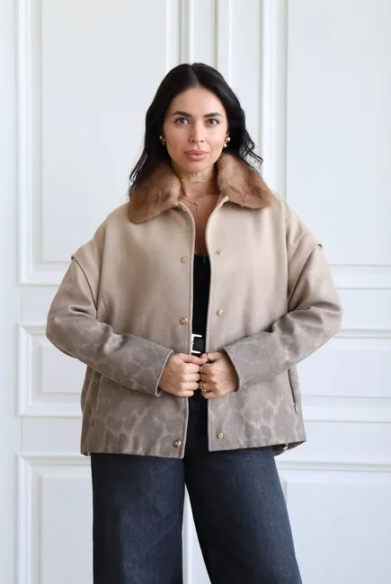 Cropped convertible coat crafted from Italian Marani fabric