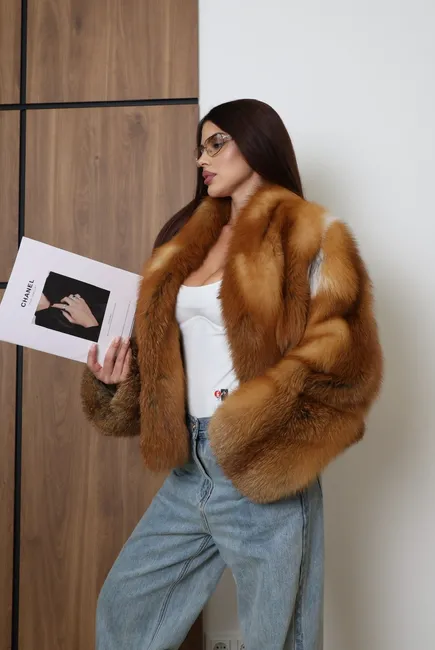 Auction-grade RED FOX fur coat