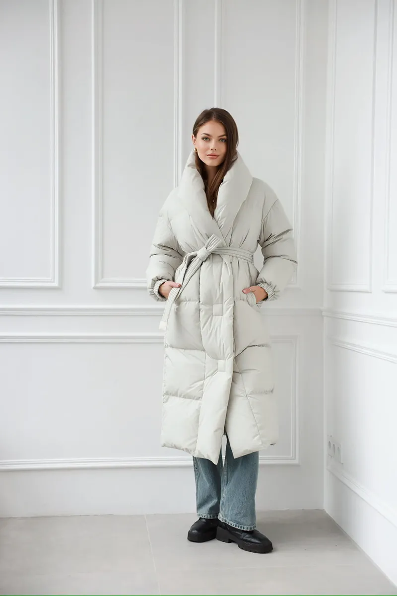  Laconic down jacket in light gray color