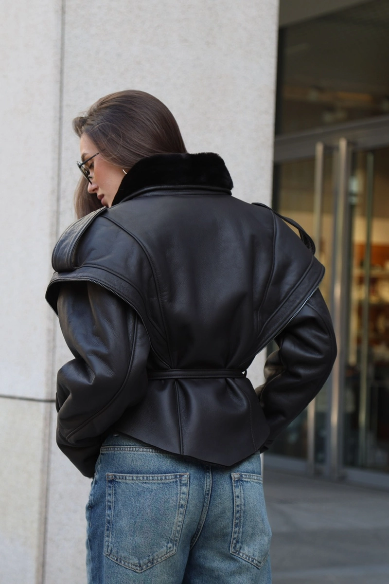 Merino Shearling Coat with Belt