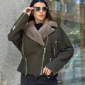 Suede jacket with mink fur