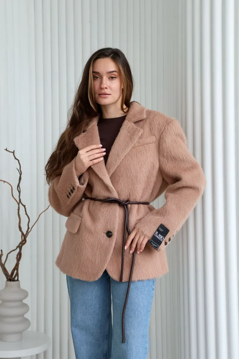 Beige alpaca wool jacket