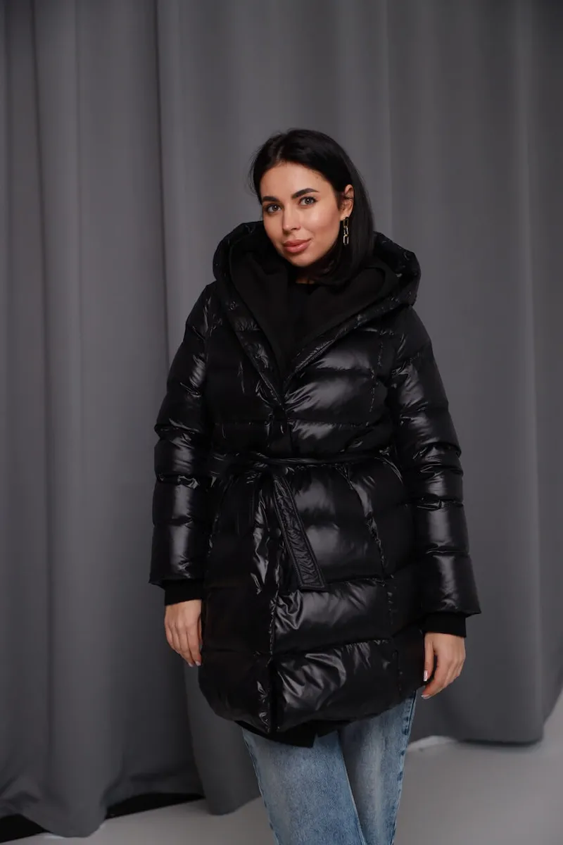 Down jacket with cashmere trim