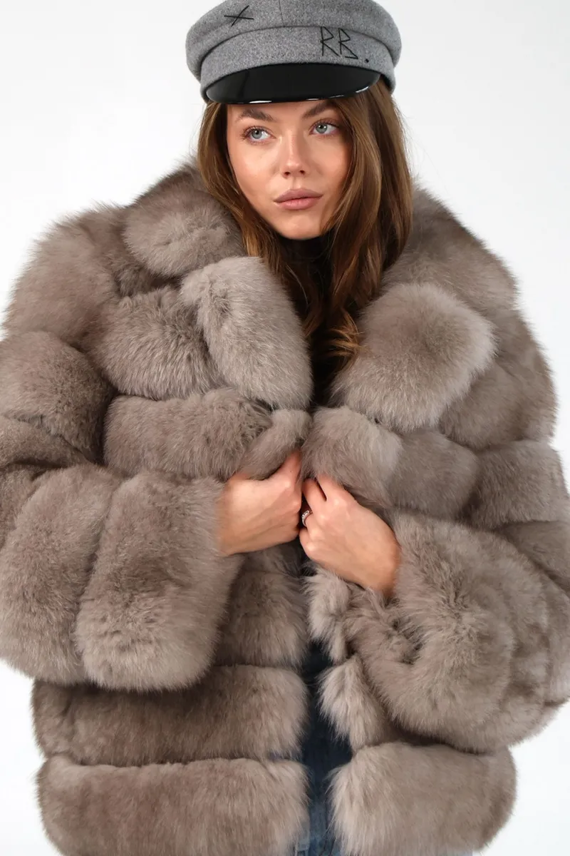 Cropped fox fur coat