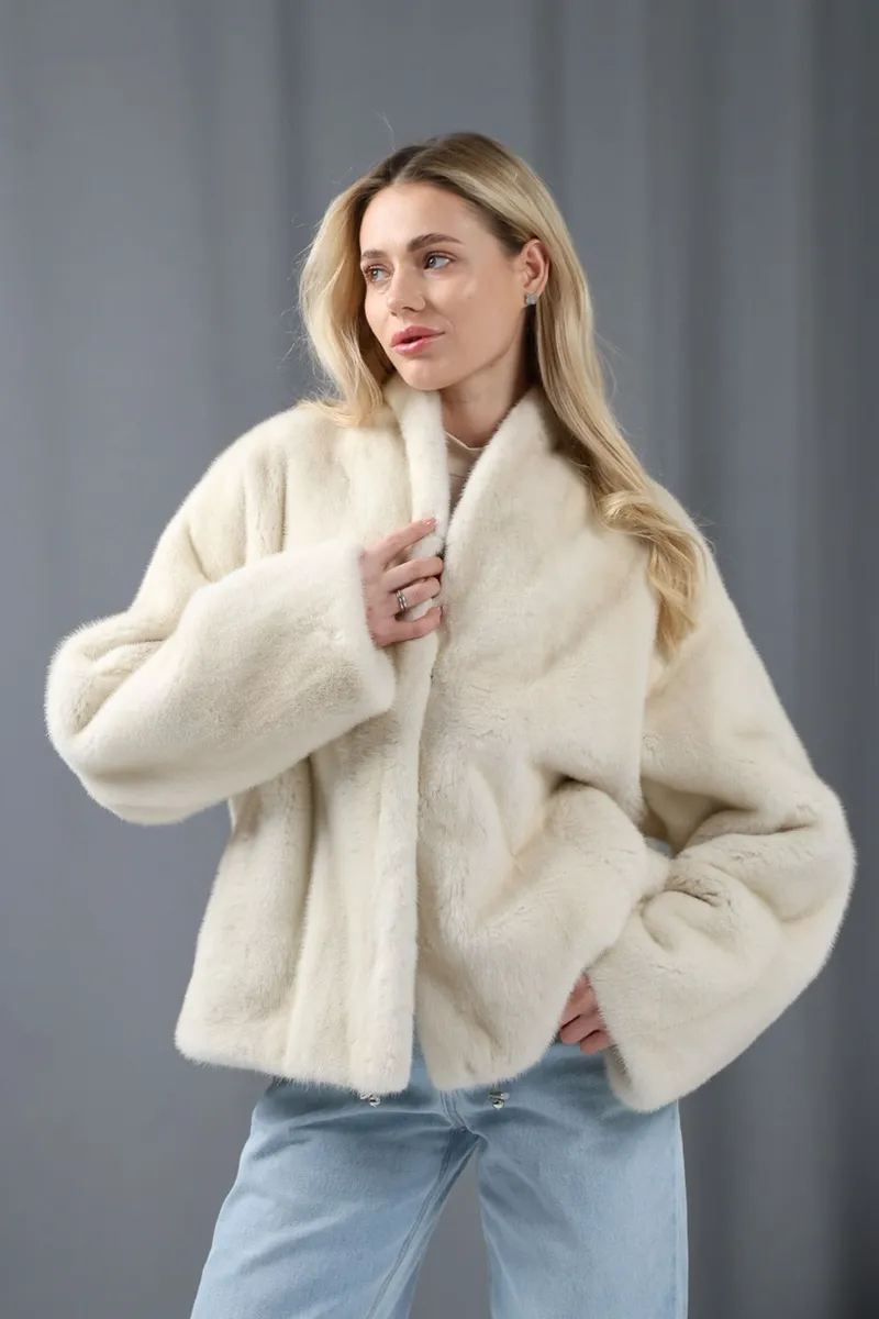 A pearl-toned mink coat