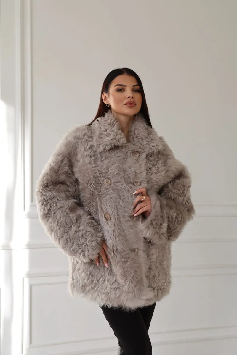 Reversible Tigrado Sheepskin Coat in Grey
