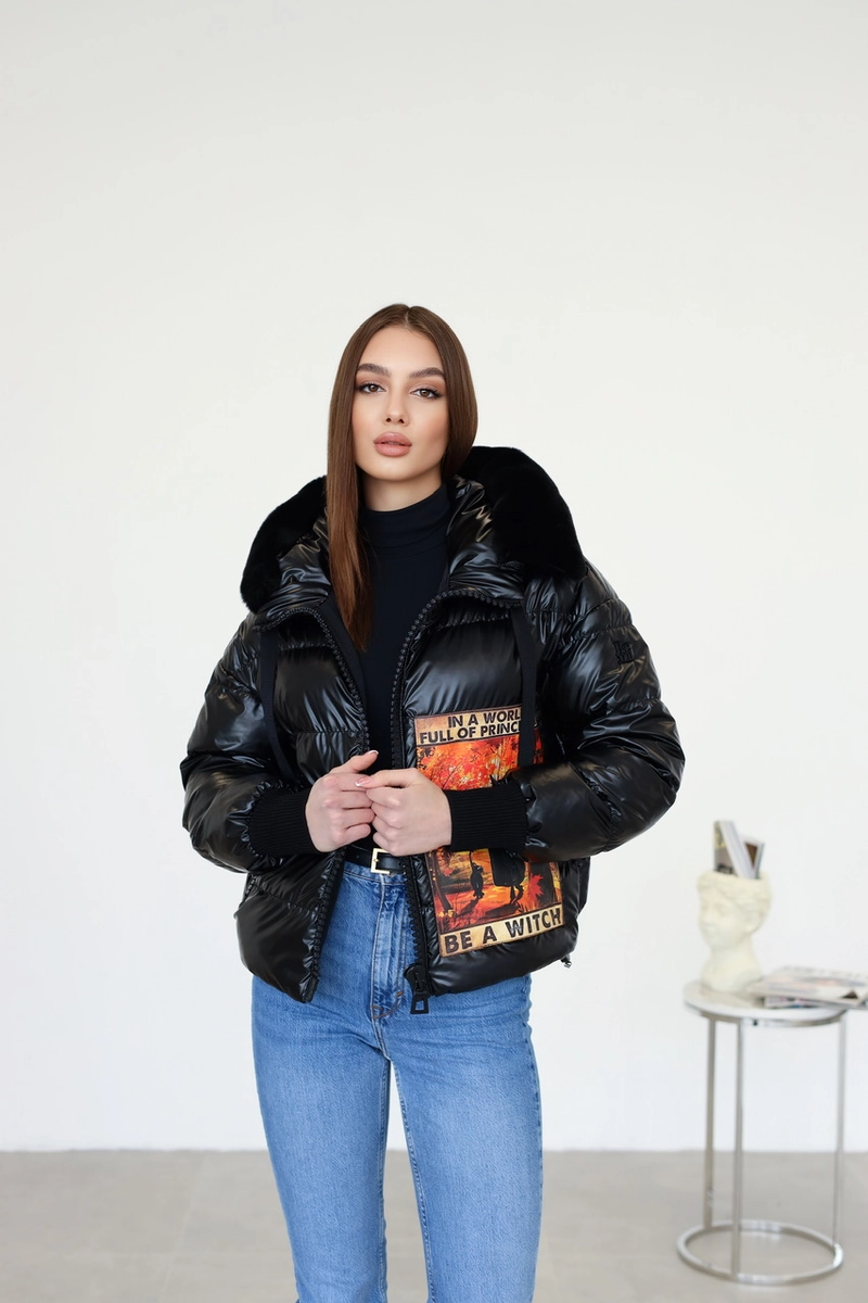 Jacket in Italian vogue fabric in high-gloss black