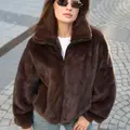 Норковий бомбер з коміром стійка