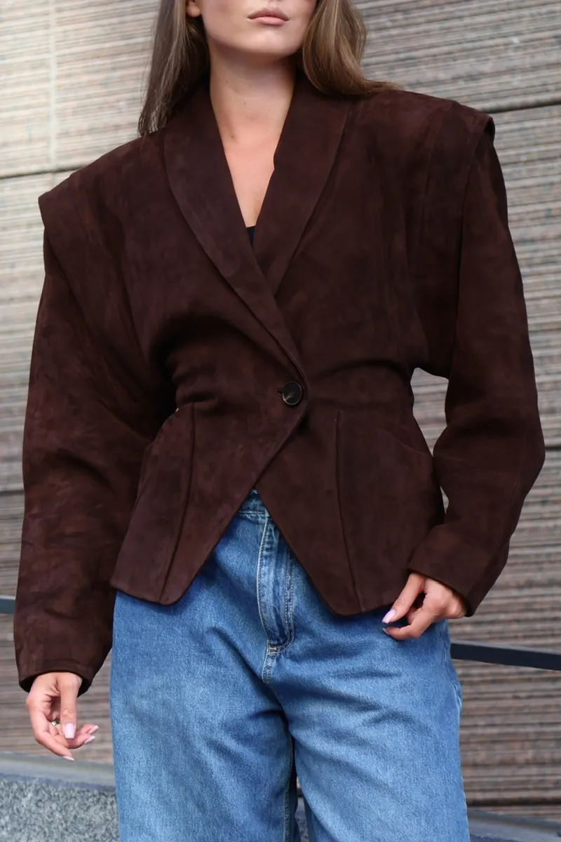 Suede jacket in a rich chocolate shade