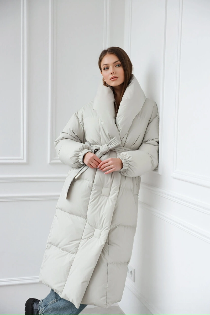  Laconic down jacket in light gray color