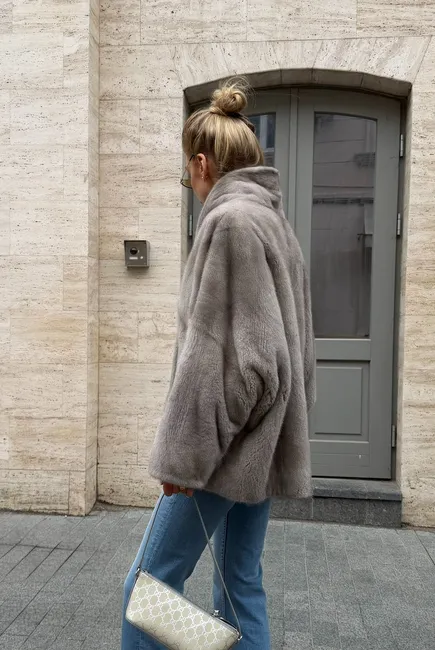 Mink fur coat in the Silver Blue shad