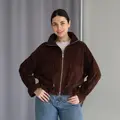 Suede bomber jacket with gold hardware