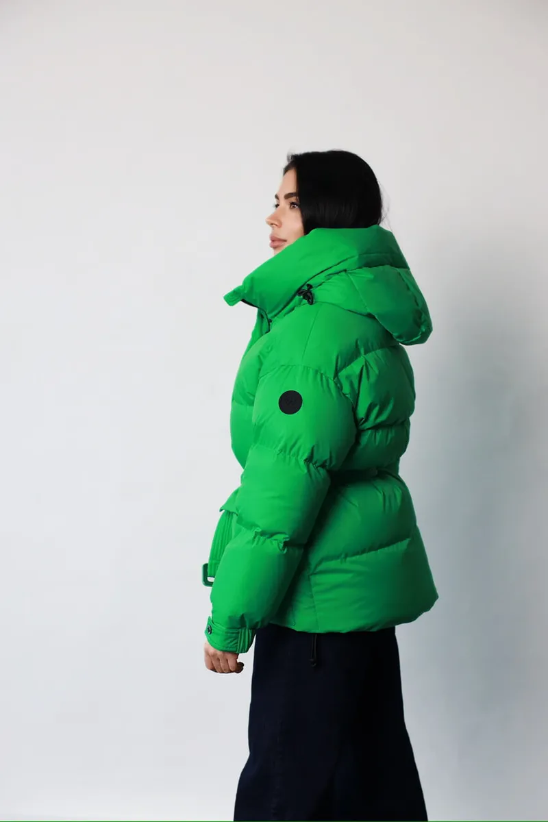 Down jacket in lush green color