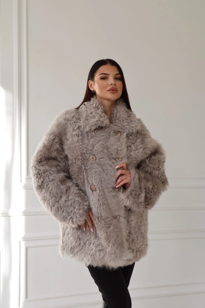 Reversible Tigrado Sheepskin Coat in Grey