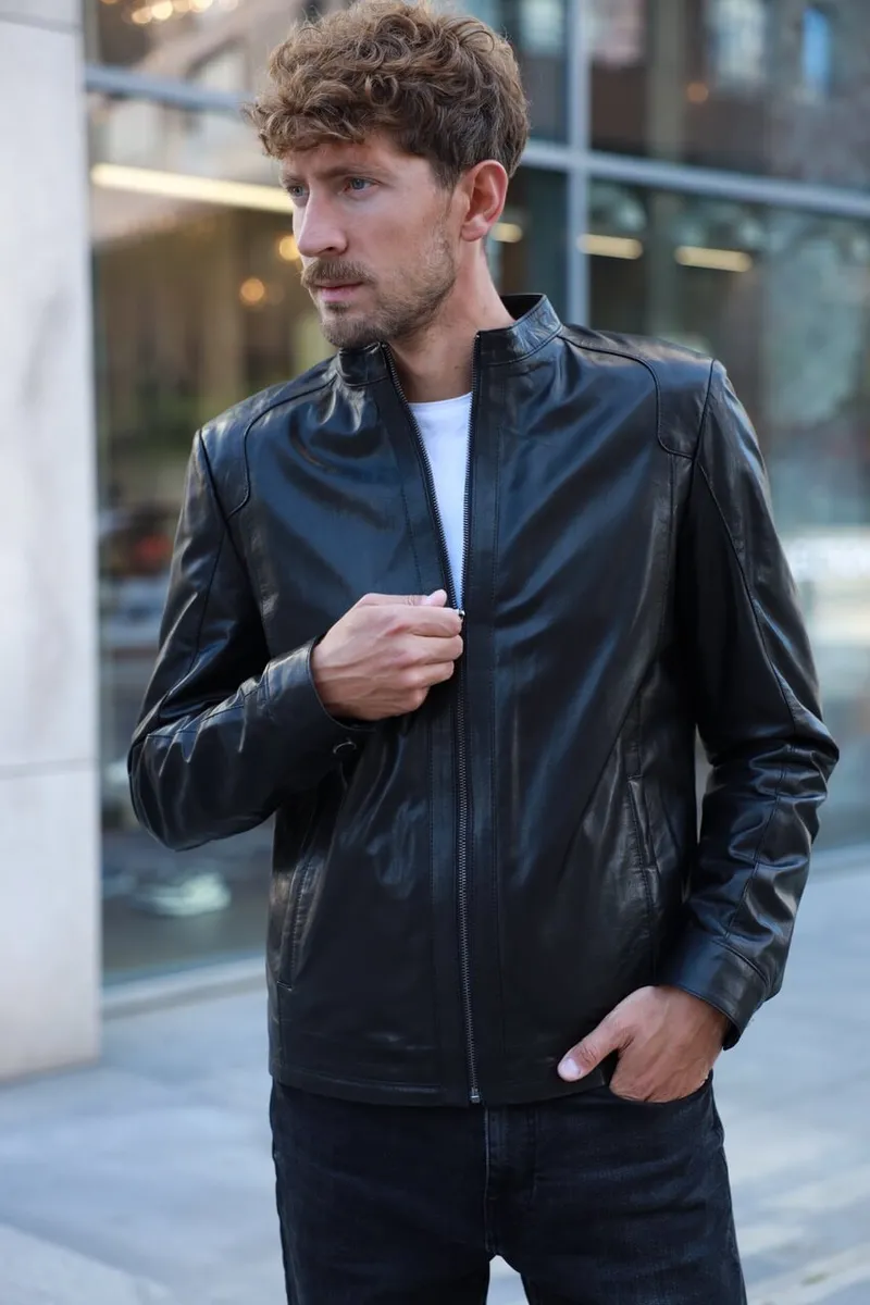 Classic smooth leather jacket