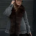 Grey denim transitional parka