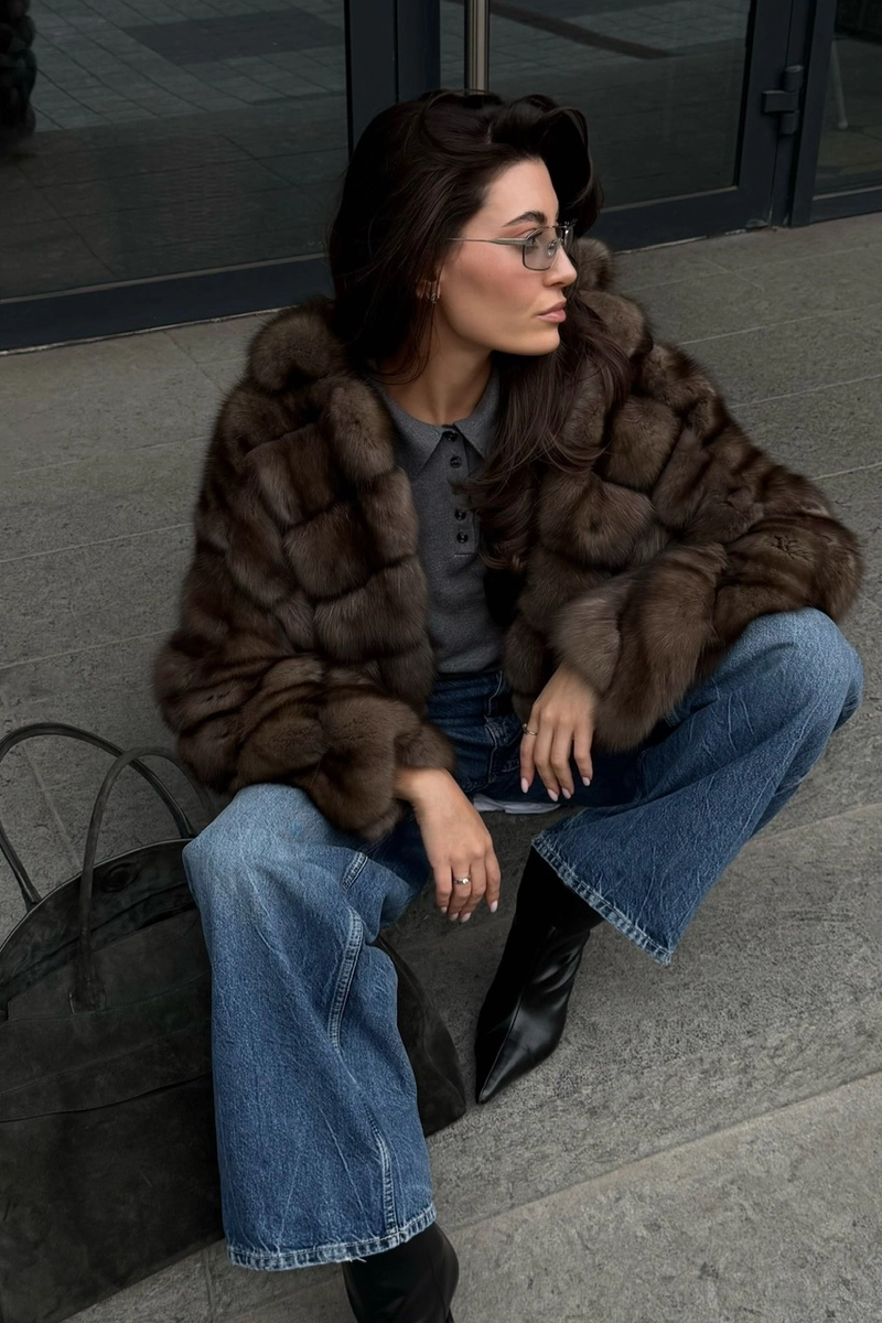 Italian auction sable fur coat in Platinum color