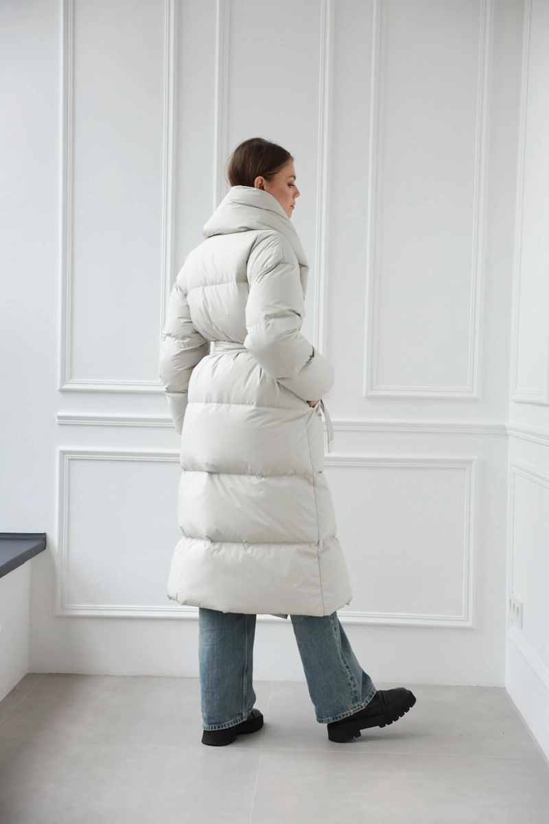 Laconic down jacket in light gray color
