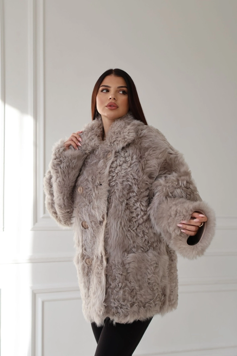 Reversible Tigrado Sheepskin Coat in Grey