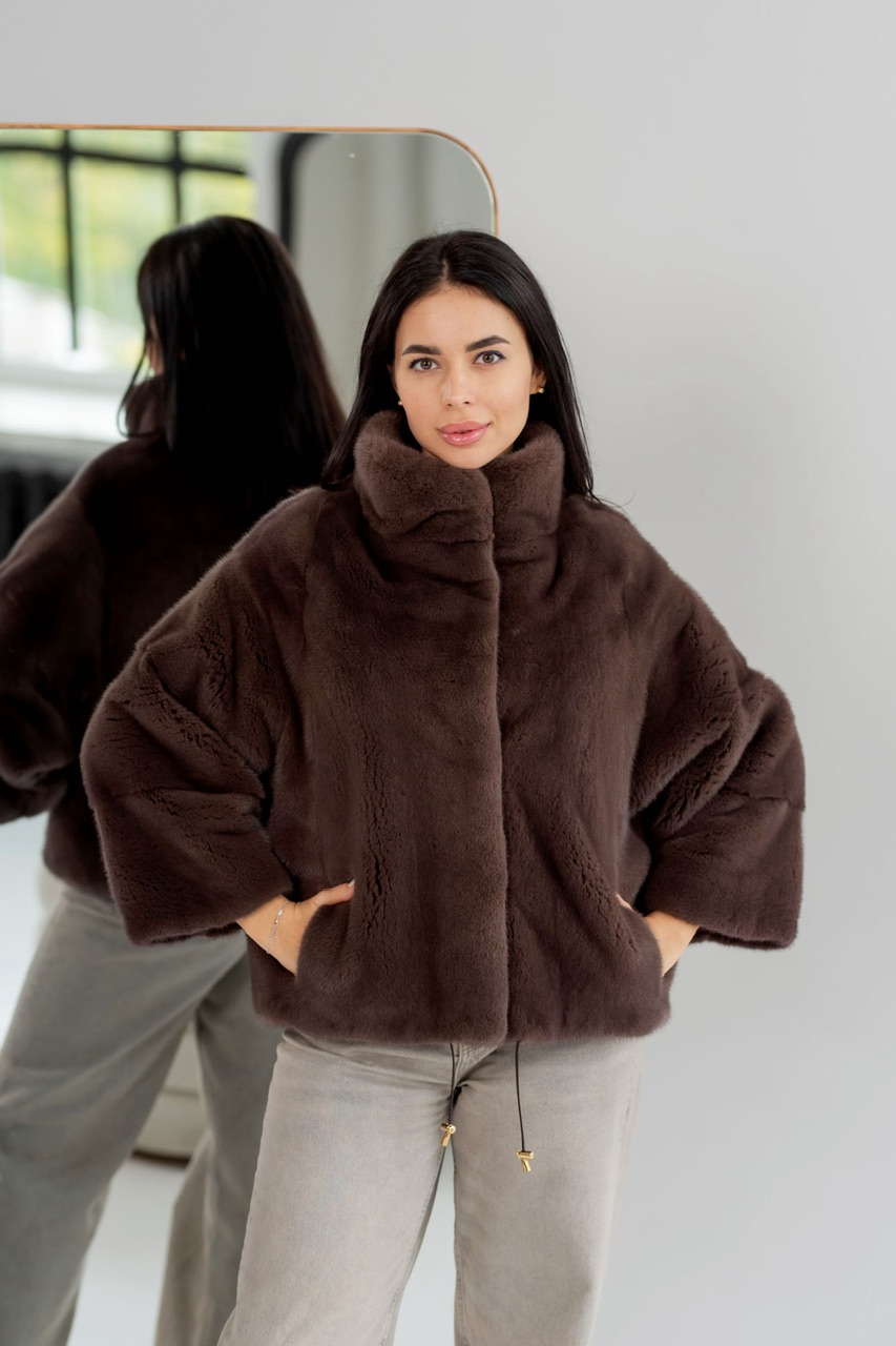 Mink coat in mokko color buy Dnipro, Ukraine - PORTO